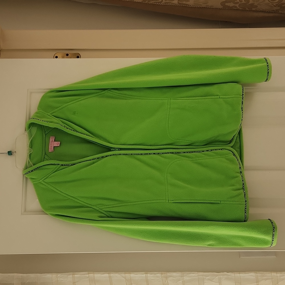 Lilly Pulitzer Lime Green, Zip-Up Fleece Jacket, Lined, Size S